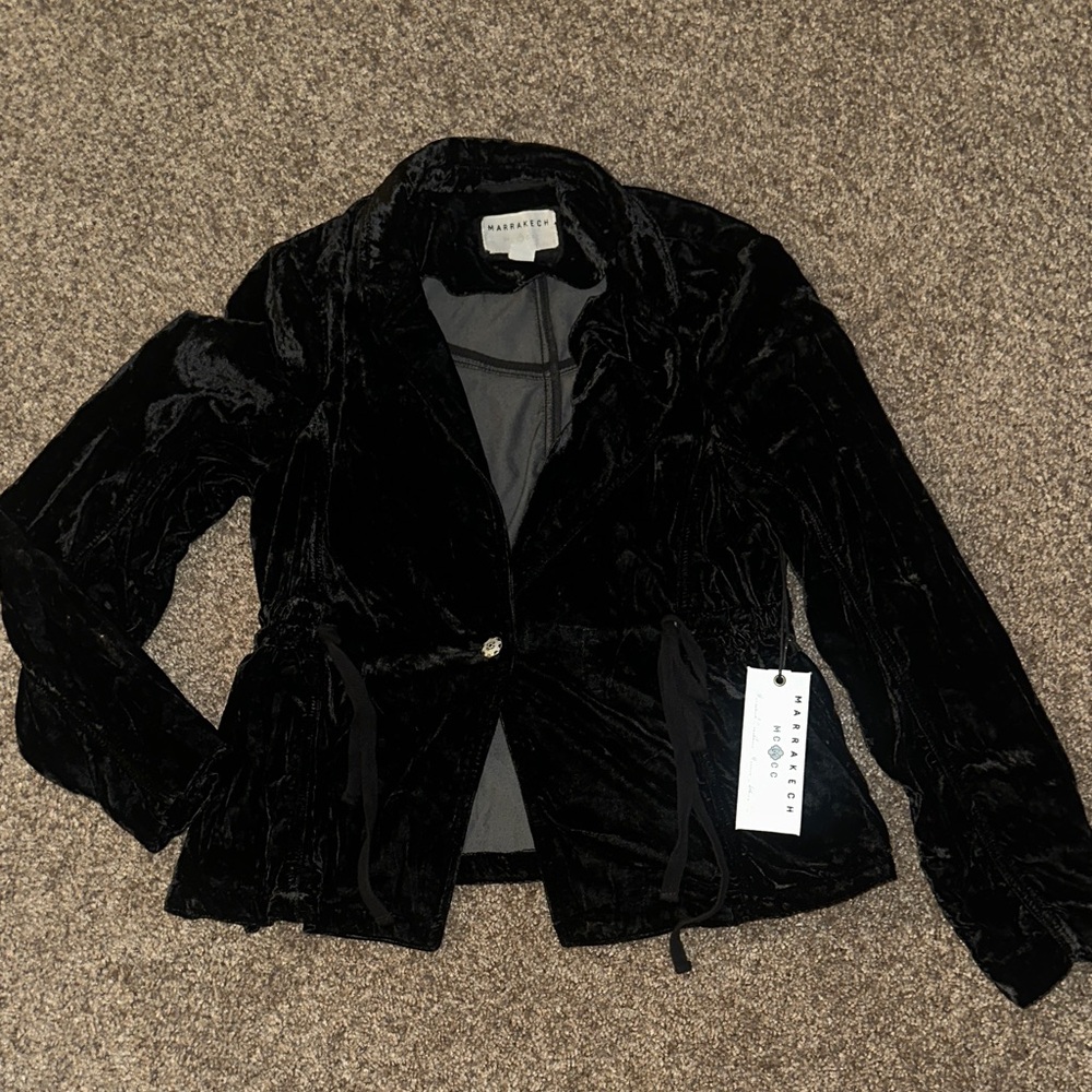Marrakech Anthropologie Women's Black Velvet Blazer Sz M NWT
